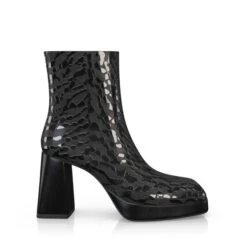 Bottines à Bout Carré, Plateforme Et Talon évasé 51764 -Stripped Boutique 50166 6 0